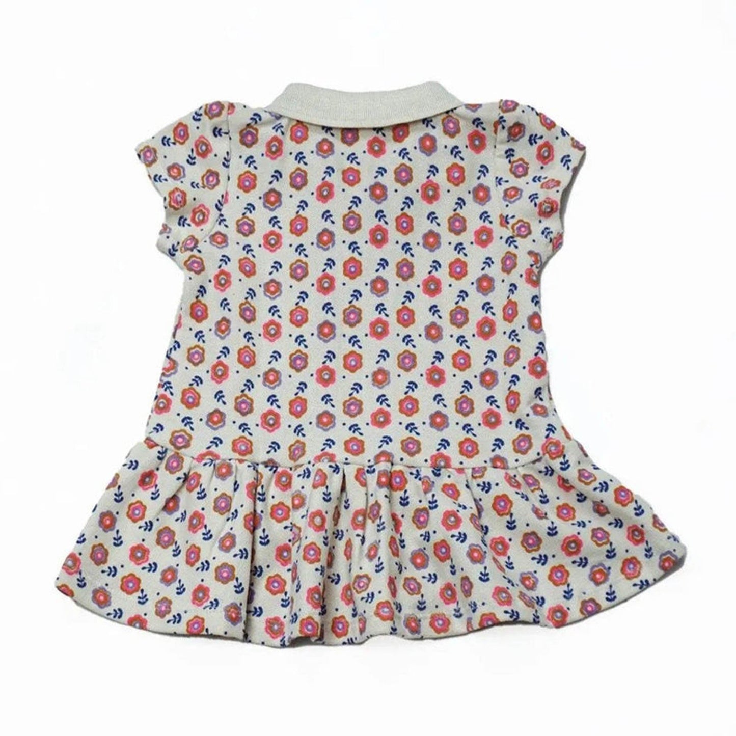 Newborn Flower Printed Frock - White Rose