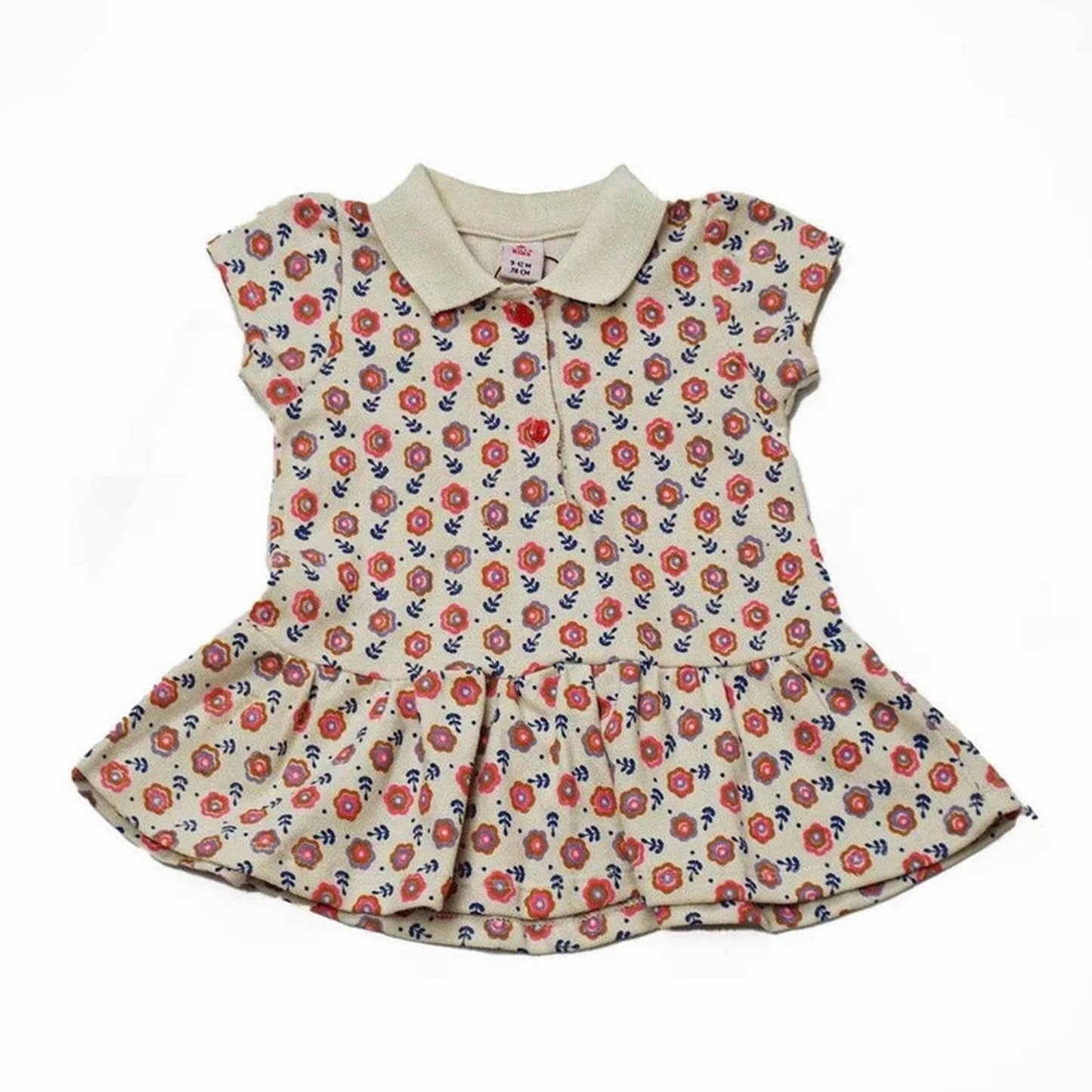 Newborn Flower Printed Frock - White Rose