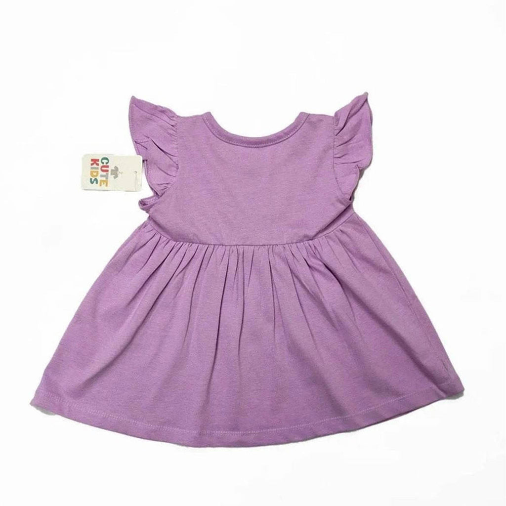 Newborn 3-Flower Printed Frock - Purple