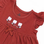 Newborn Printed Frock - Rust