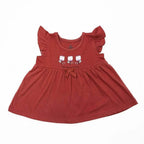 Newborn Printed Frock - Rust