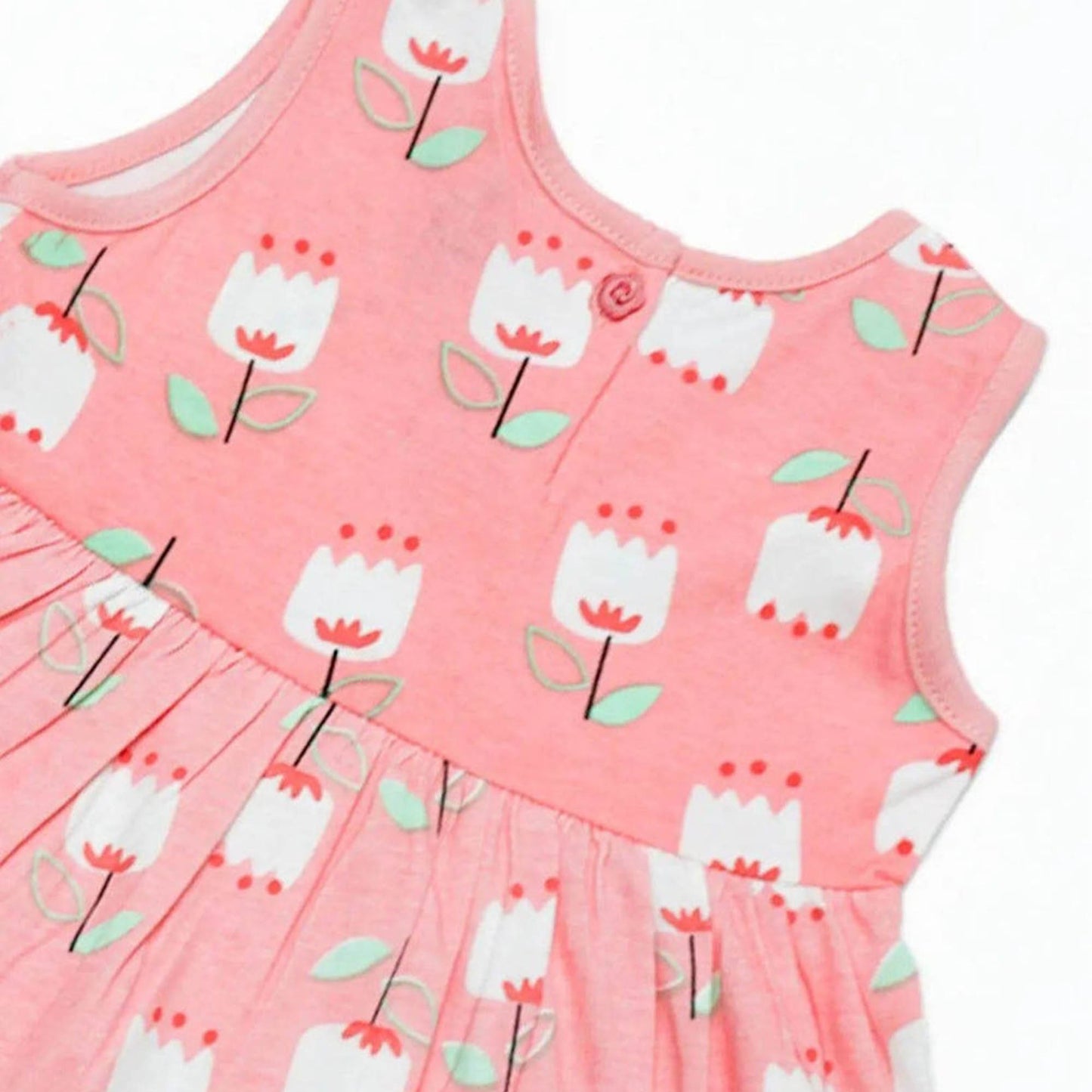 Newborn Flower Printed Frock - Pink