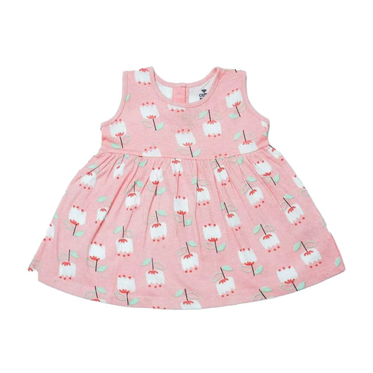 Newborn Flower Printed Frock - Pink