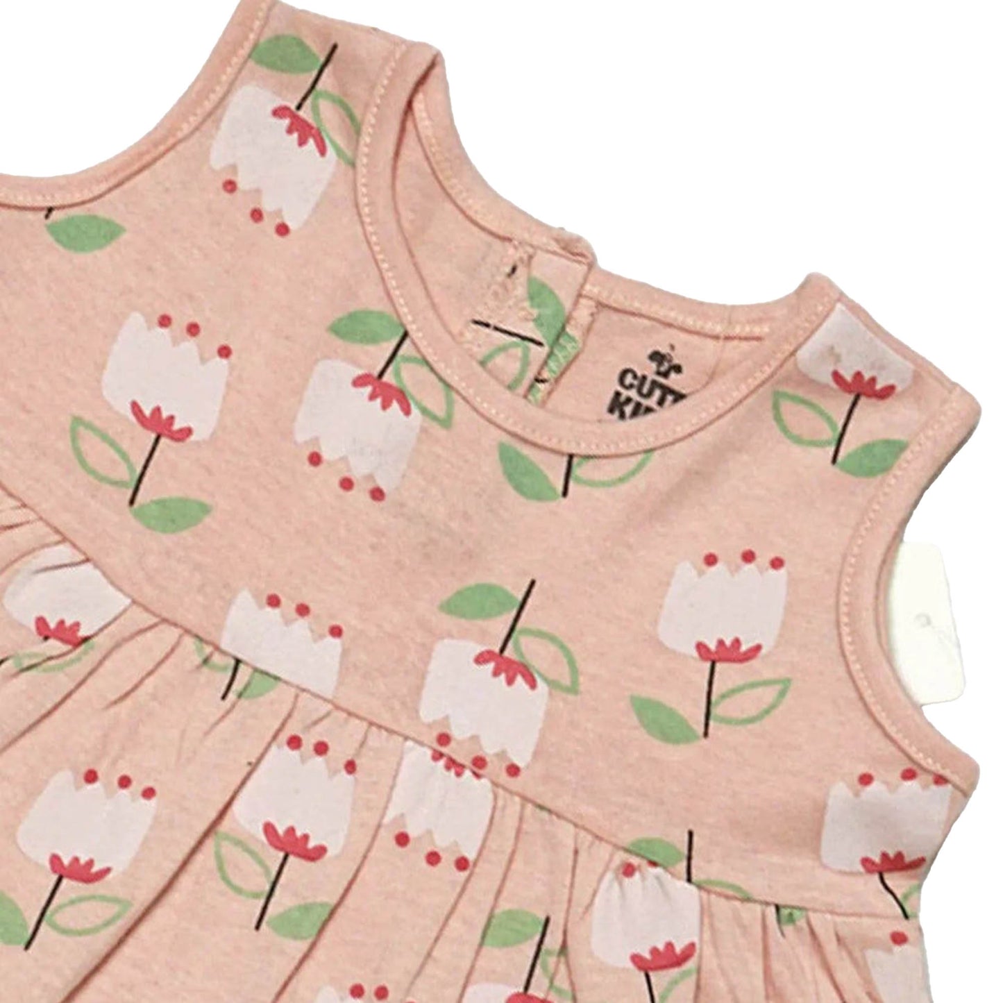 Newborn Flower Printed Frock - Peach