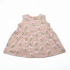 Newborn Printed Frock - Peach
