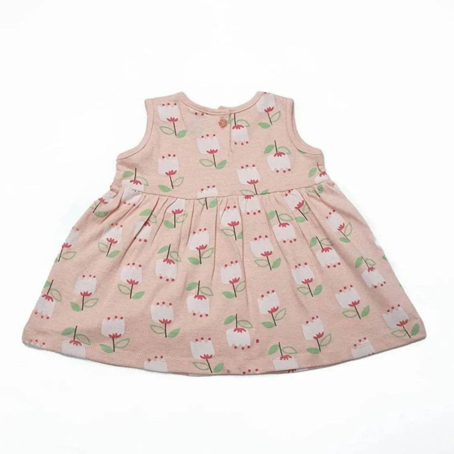 Newborn Flower Printed Frock - Peach