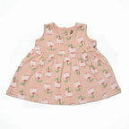 Newborn Printed Frock - Peach