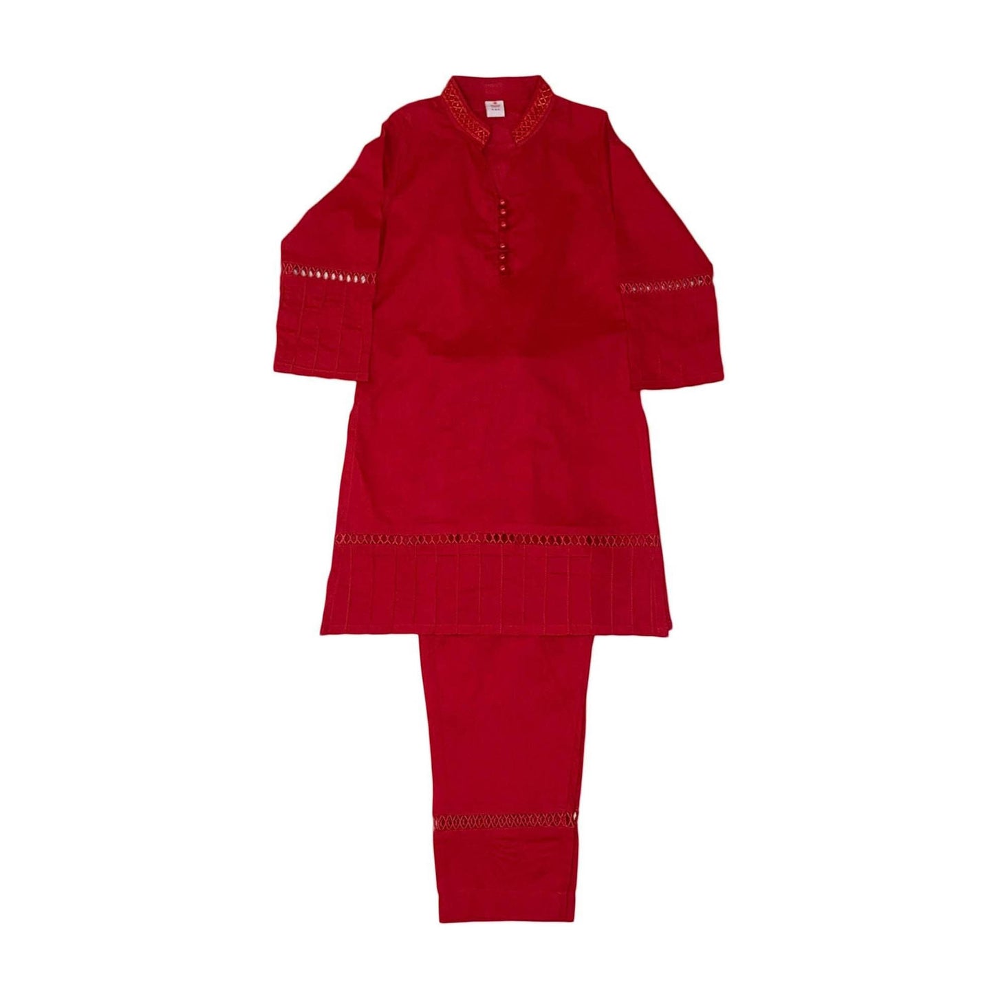 Girls Plain co-ord Set - Red