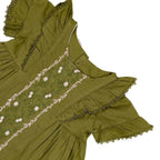 Girls Embroidered  Frock - Green