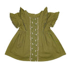 Girls Embroidered  Frock - Green