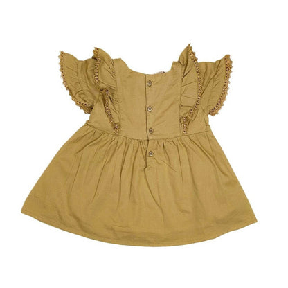 Girls Embroidered  Frock - Skin