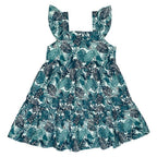 Girls Printed Frock-Teal