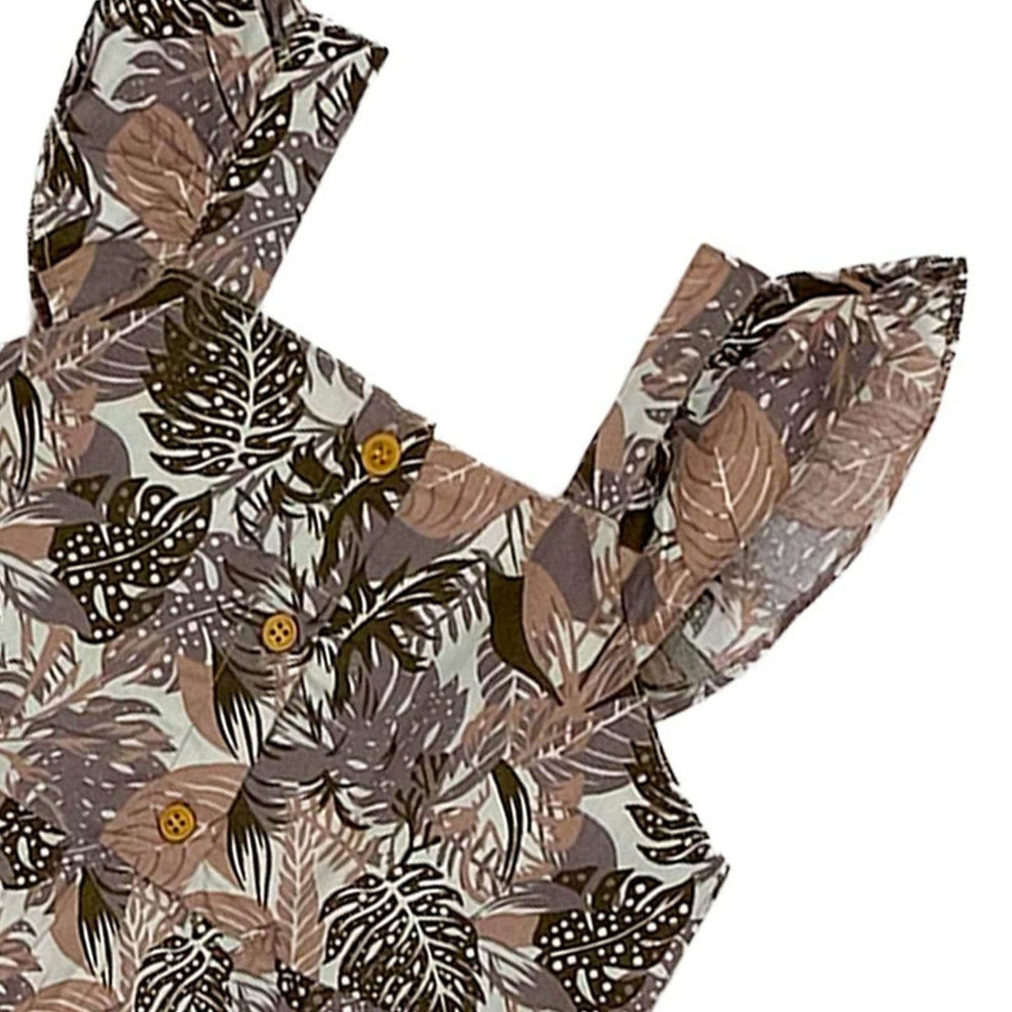 Girls Printed Frock-Brown Green