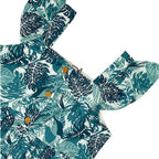 Girls Printed Frock-Teal