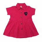 Newborn Polka Dots Frock - Shocking Pink