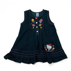 Girls Embroided Dobby Frock - Green