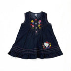 Girls Embroided Dobby Frock - Black