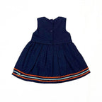 Girls Animal Embroided Dobby Frock - Blue