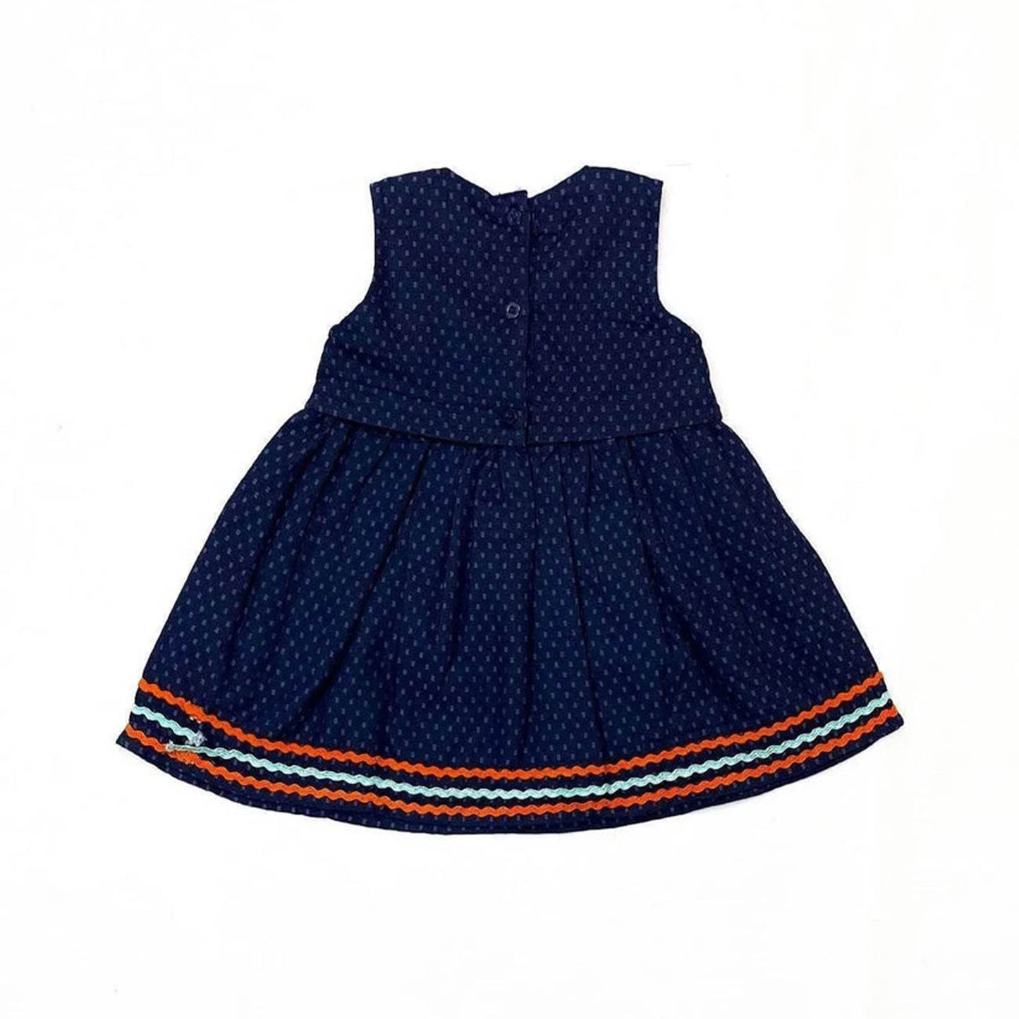Girls Animal Embroided Dobby Frock - Blue