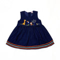 Girls Animal Embroided Dobby Frock - Blue
