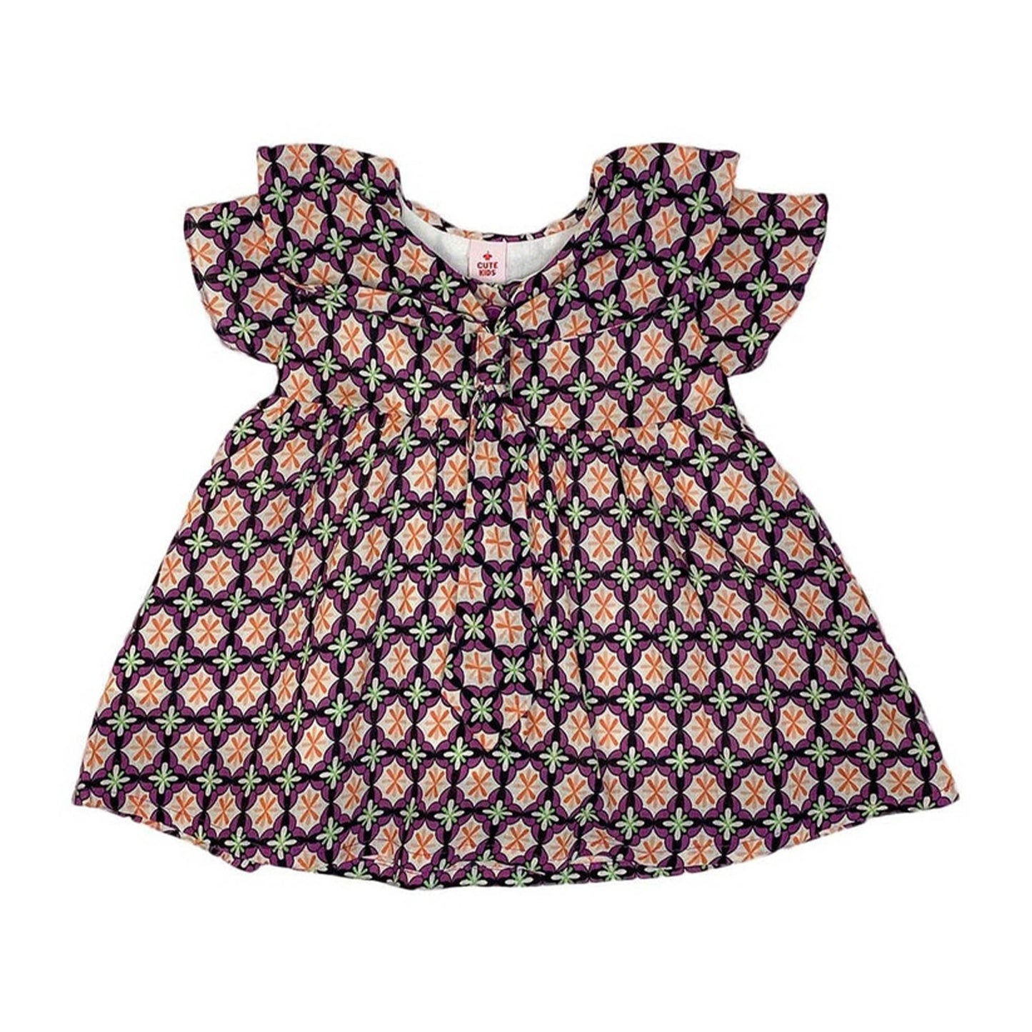 Girls Lawn Frock – Purple