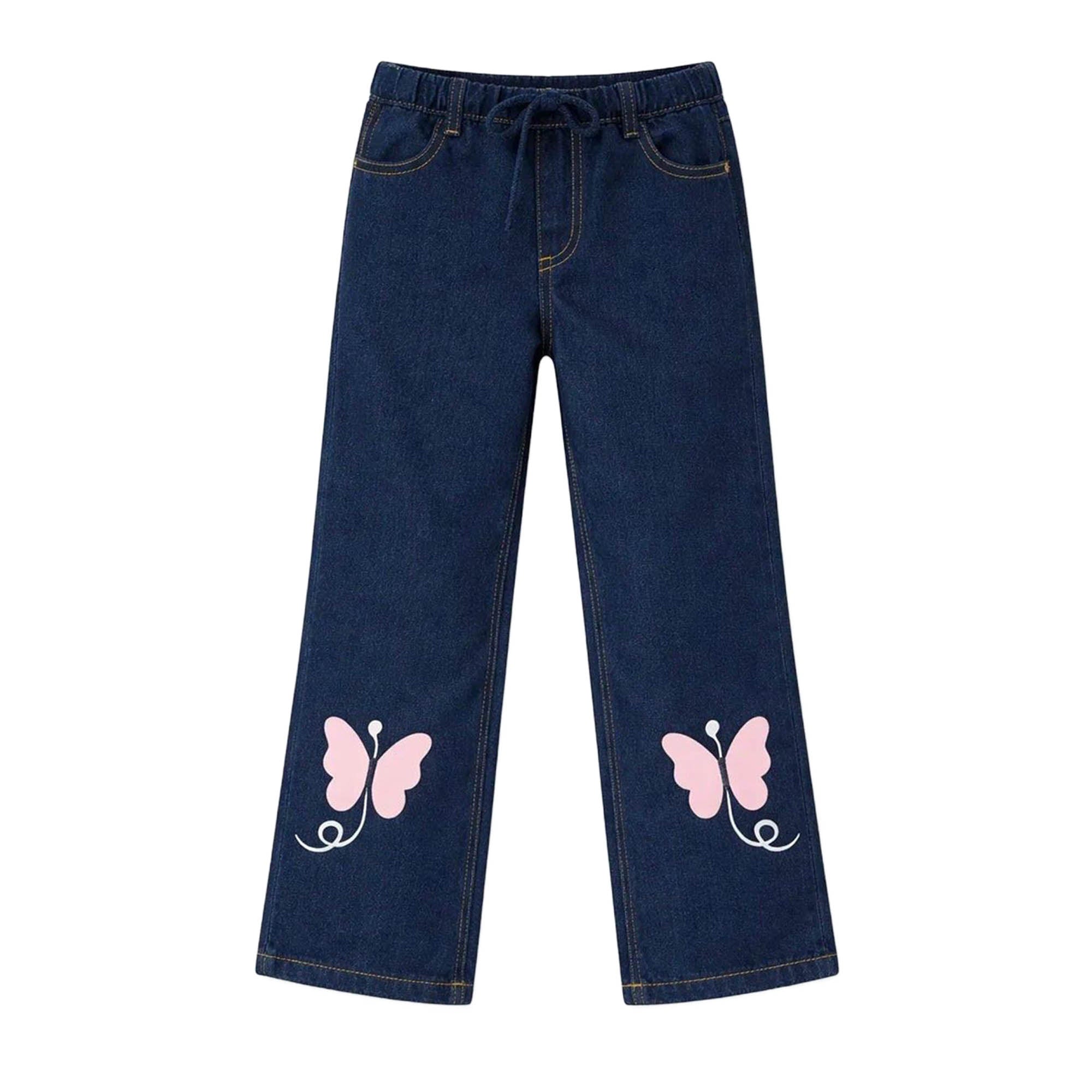 Butterfly Denim Pants - Mid Shade