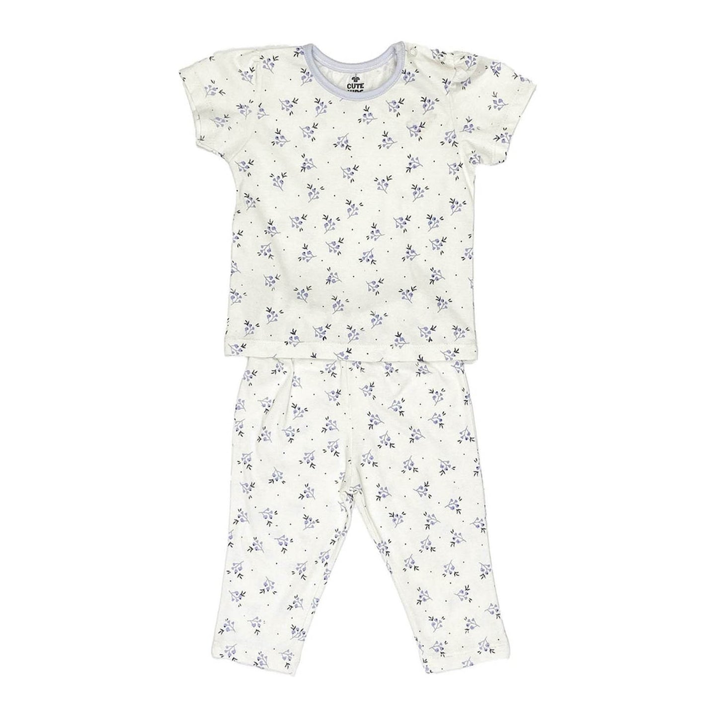 NewBorn cozy Blue Blossom night suit