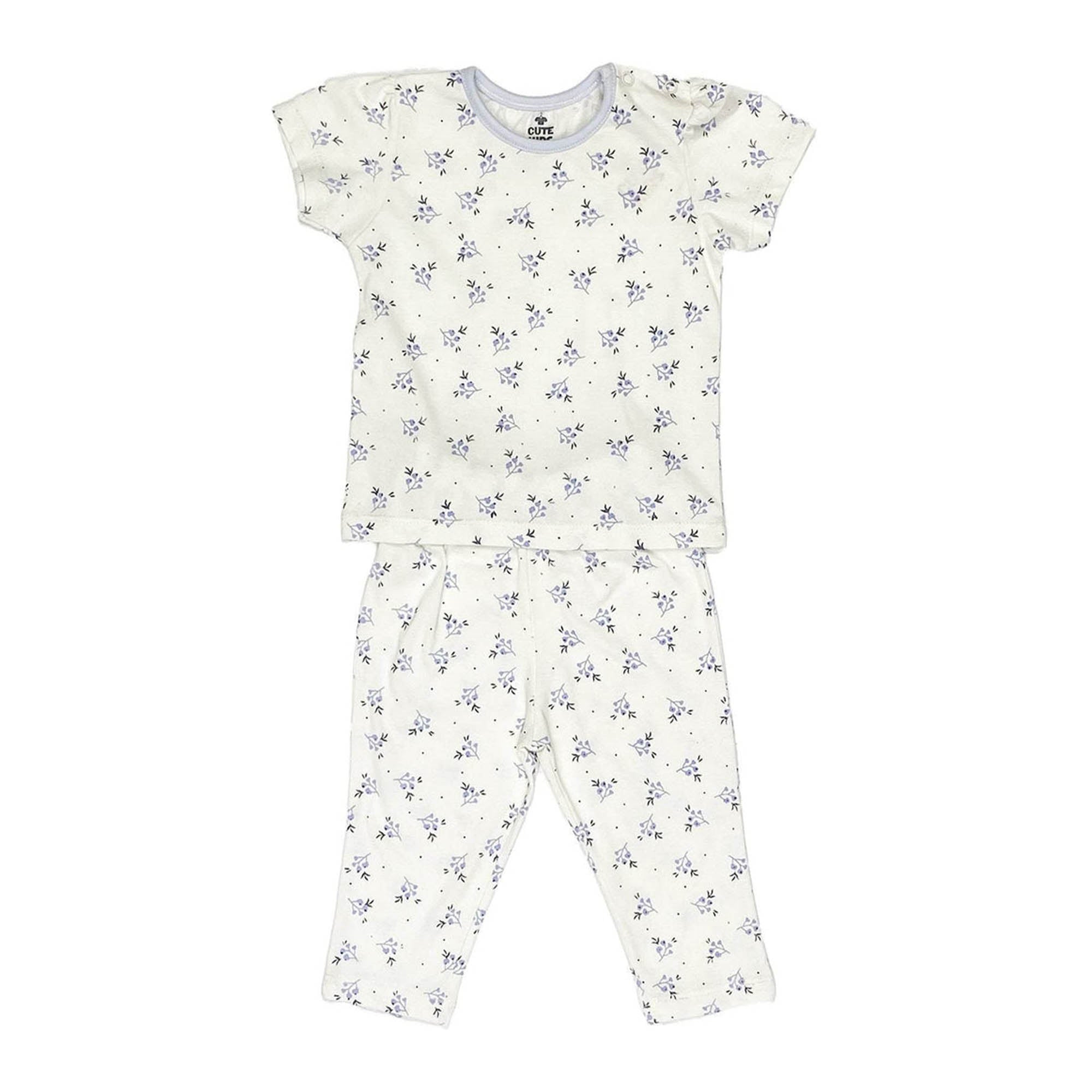 NewBorn cozy Blue Blossom night suit