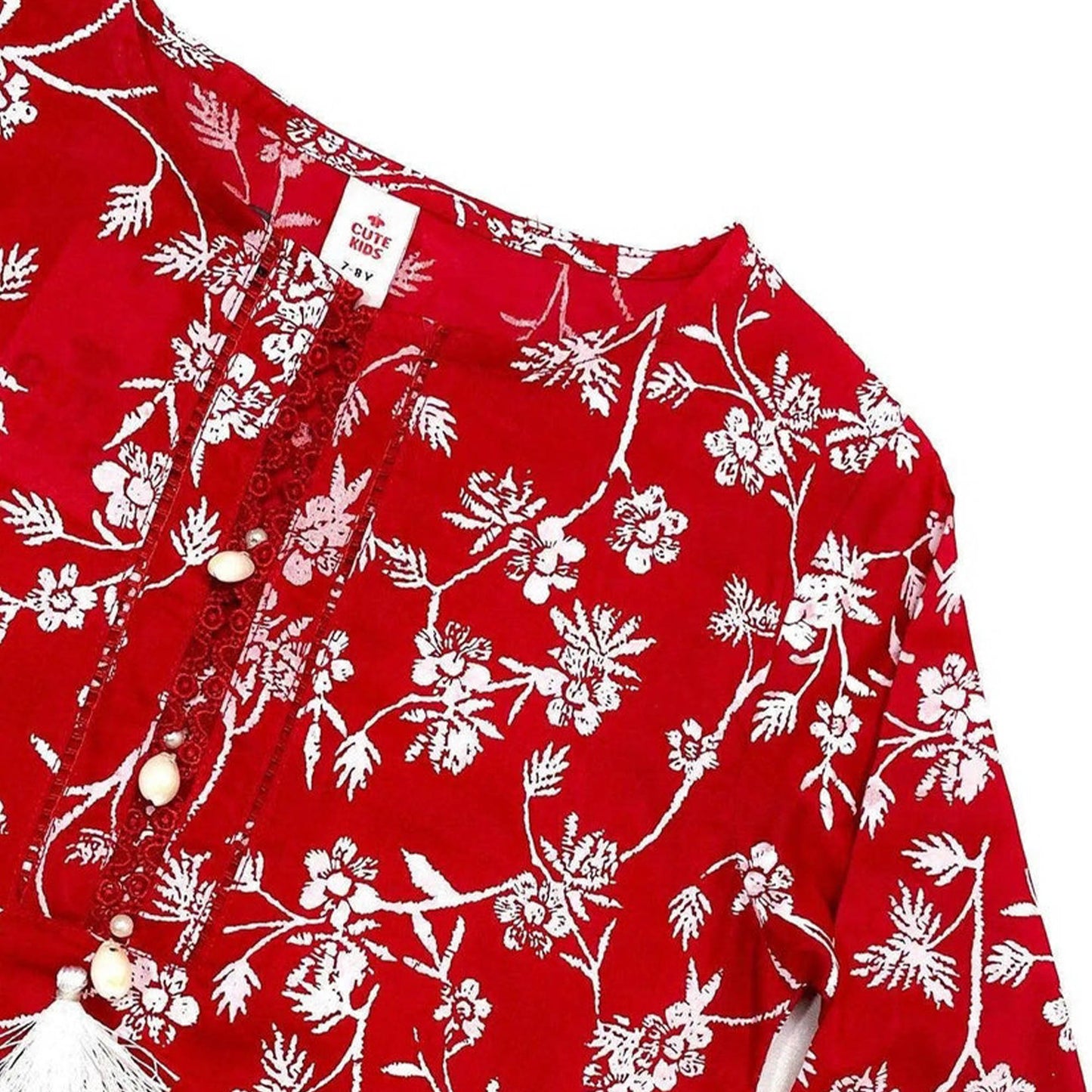 Girls Printed Kurti - Red