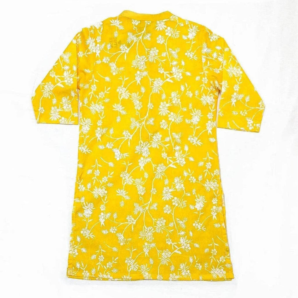 Girls Printed Kurti-Yellow