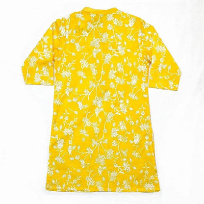 Girls Printed Kurti-Yellow