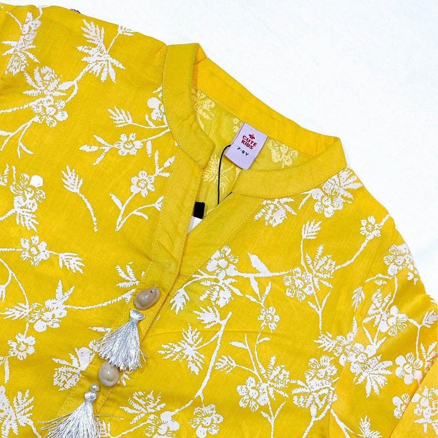 Girls Printed Kurti-Yellow