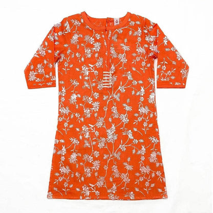 Girls Printed Kurti-Orange