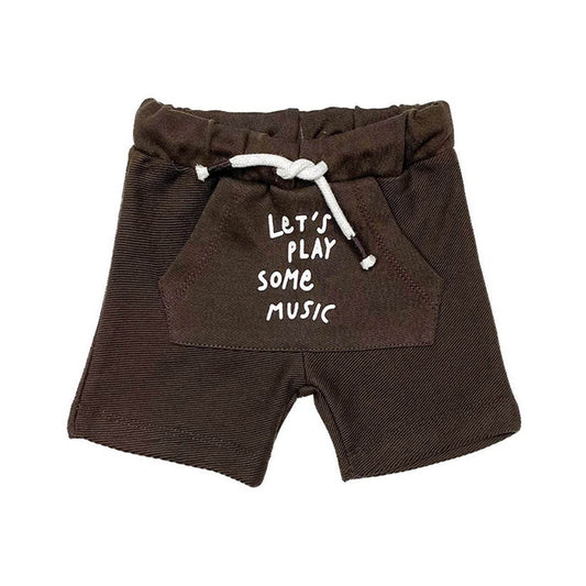 Boys Short Let's Play Some Music - Brown