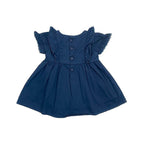 Girls Embroidered  Frock - Navy