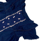 Girls Embroidered  Frock - Navy