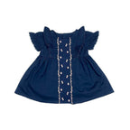 Girls Embroidered  Frock - Navy