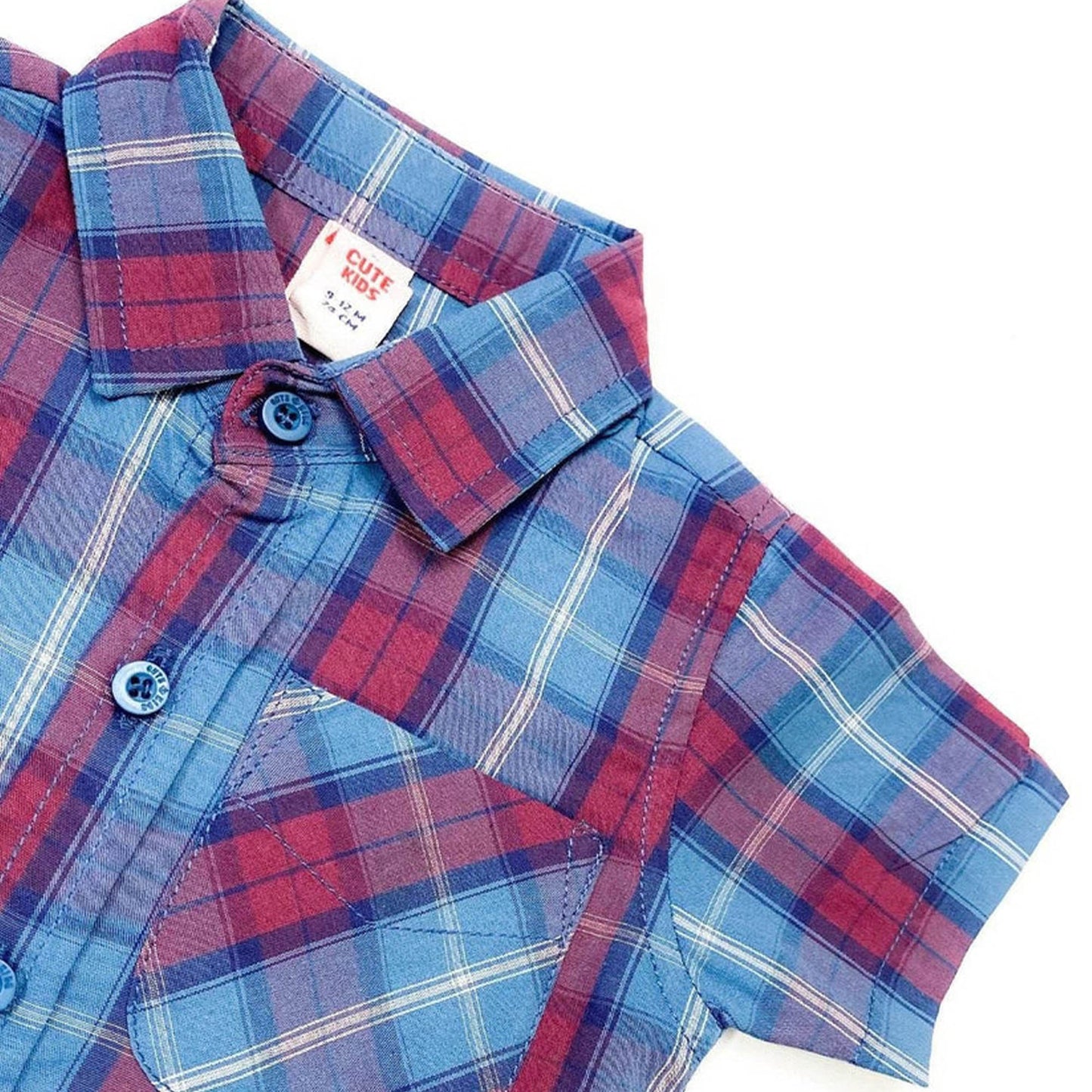 Boys 2 piece Suit - Check Red-Blue & Beige