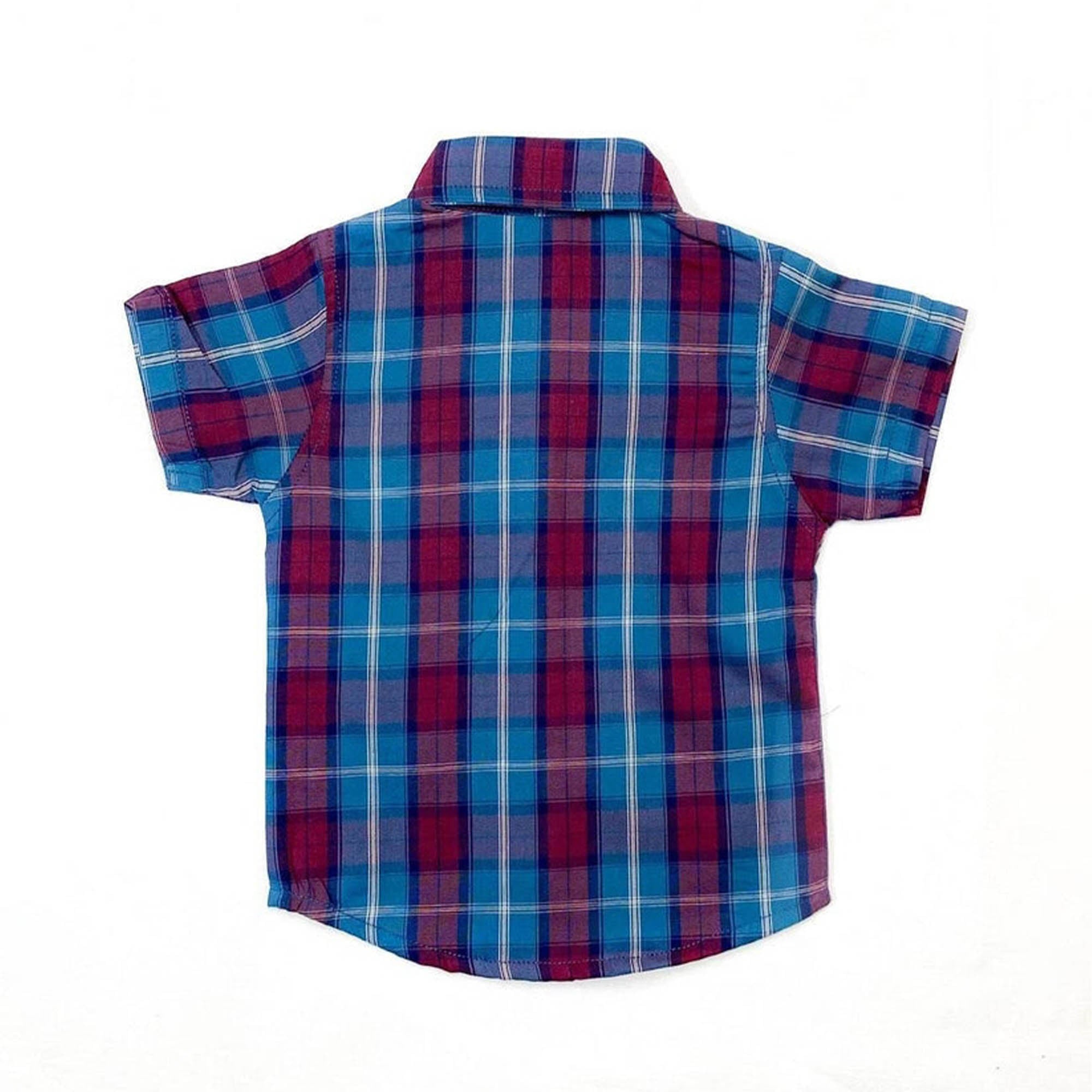 Boys 2 piece Suit - Check Red-Blue & Beige