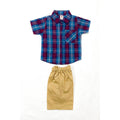 Boys 2 piece Suit - Check Red-Blue & Beige
