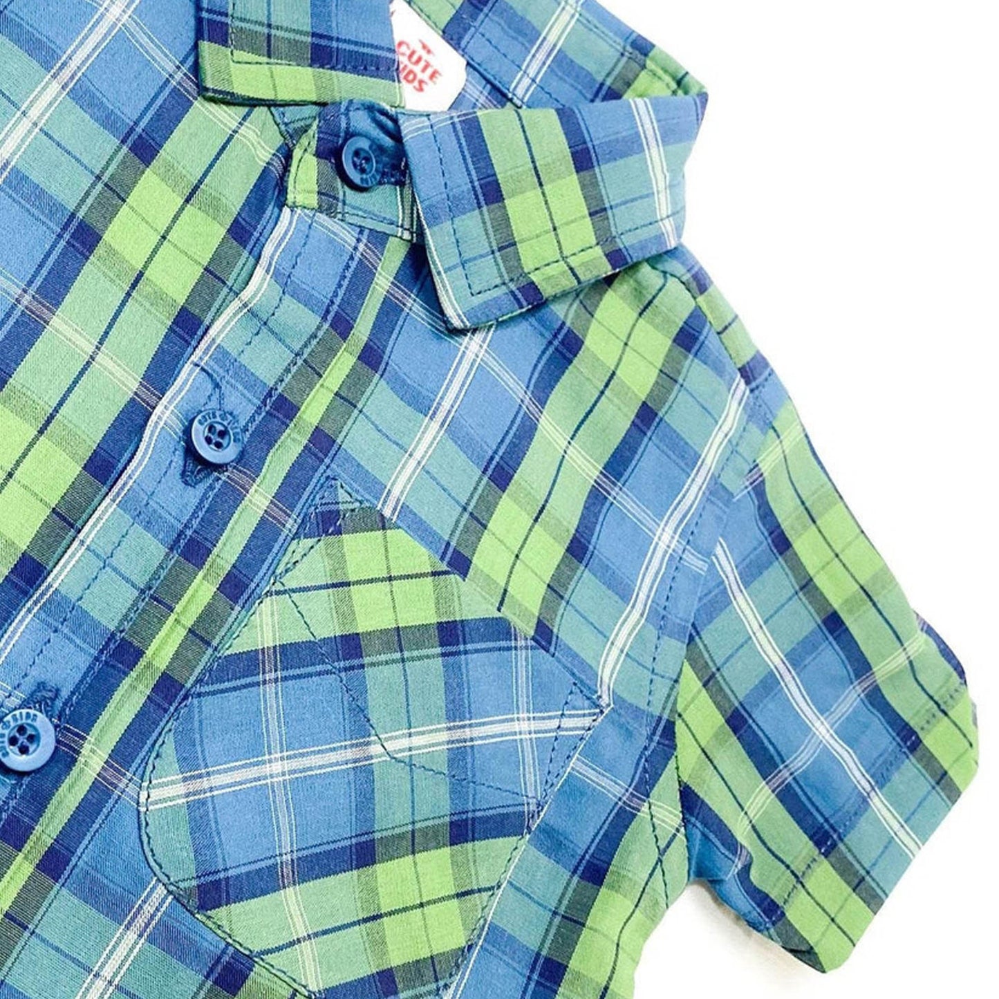 Boys 2 piece Suit - Check Green-Blue & Beige