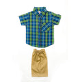 Boys 2 piece Suit - Check Green-Blue & Beige