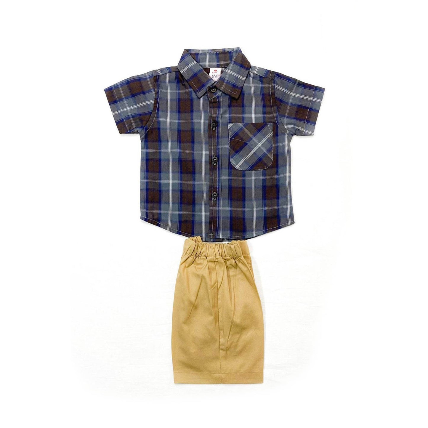 Boys 2 piece Suit - Brown Check & Beige