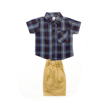 Boys 2 piece Suit - Brown Check & Beige