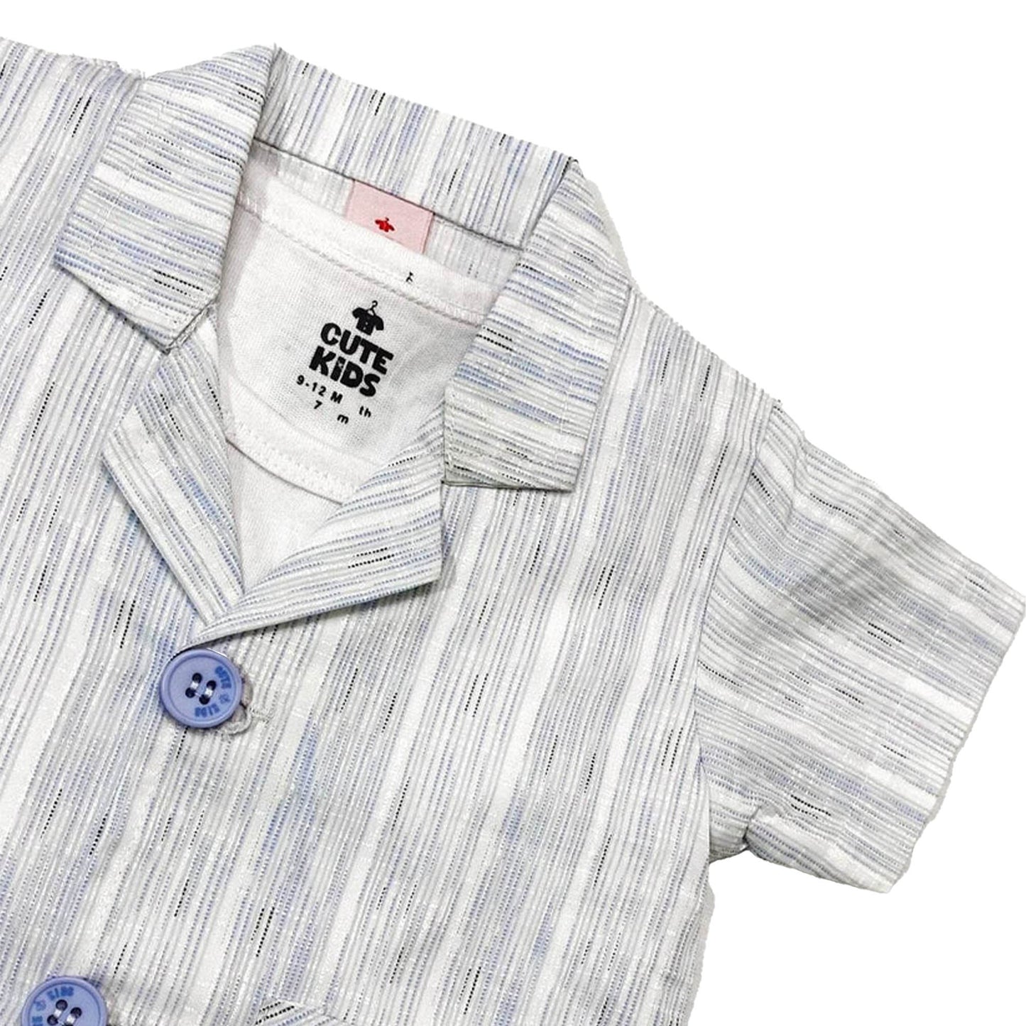 New Born 2 piece Night Suit - Light blue stripe