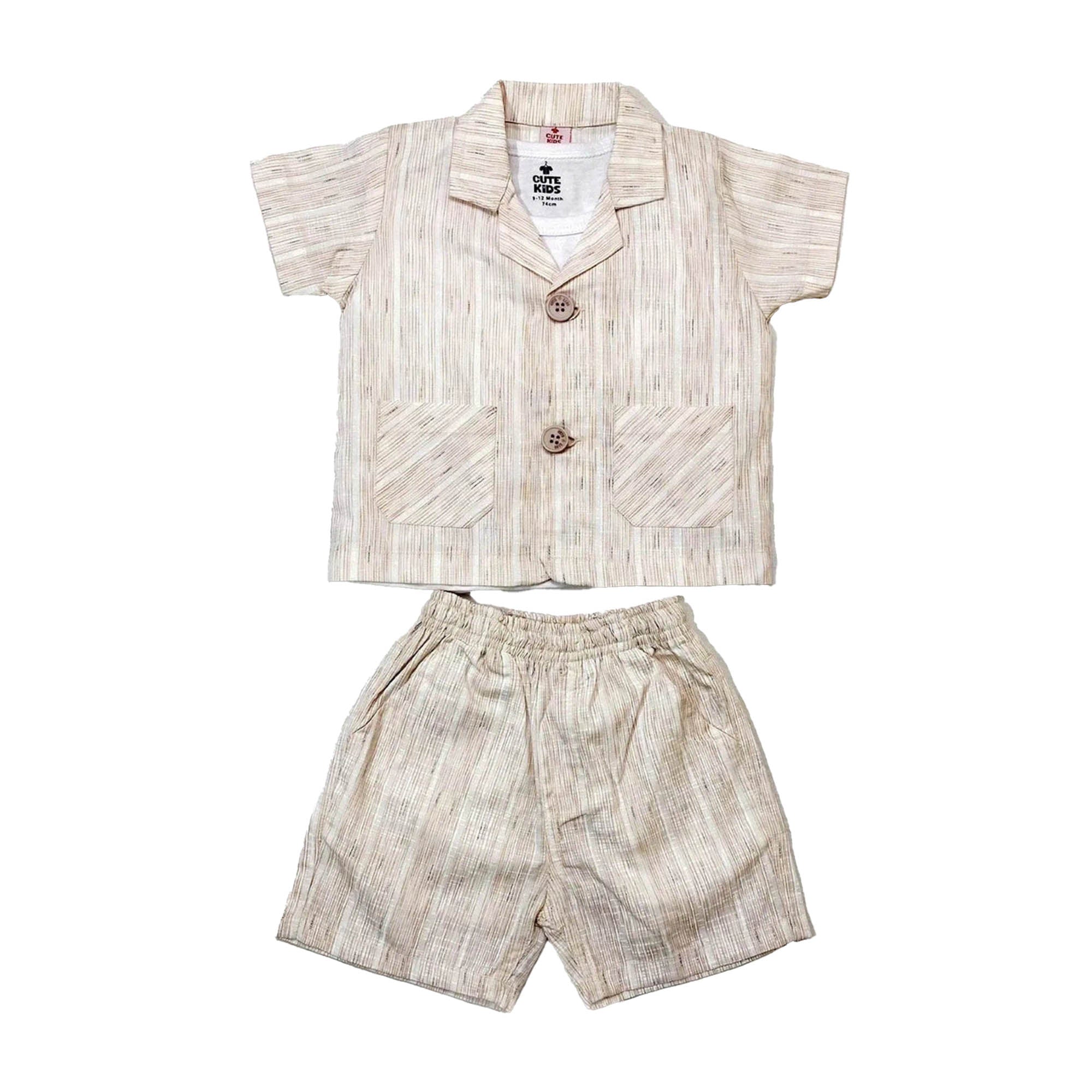 Boys 3-piece Suit - Light brown stripe