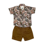 Boys Printed Co-ord Set - Brown