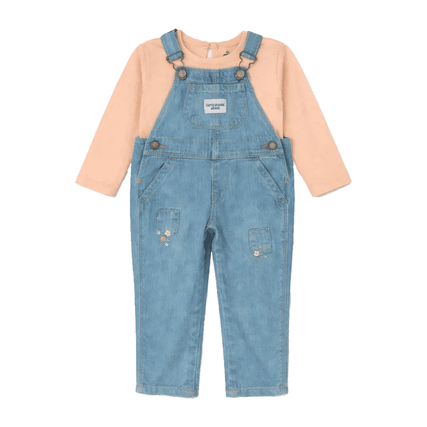 Newborn Denim Romper With Peach Inner