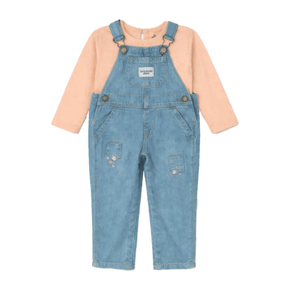 Newborn Denim Romper With Peach Inner