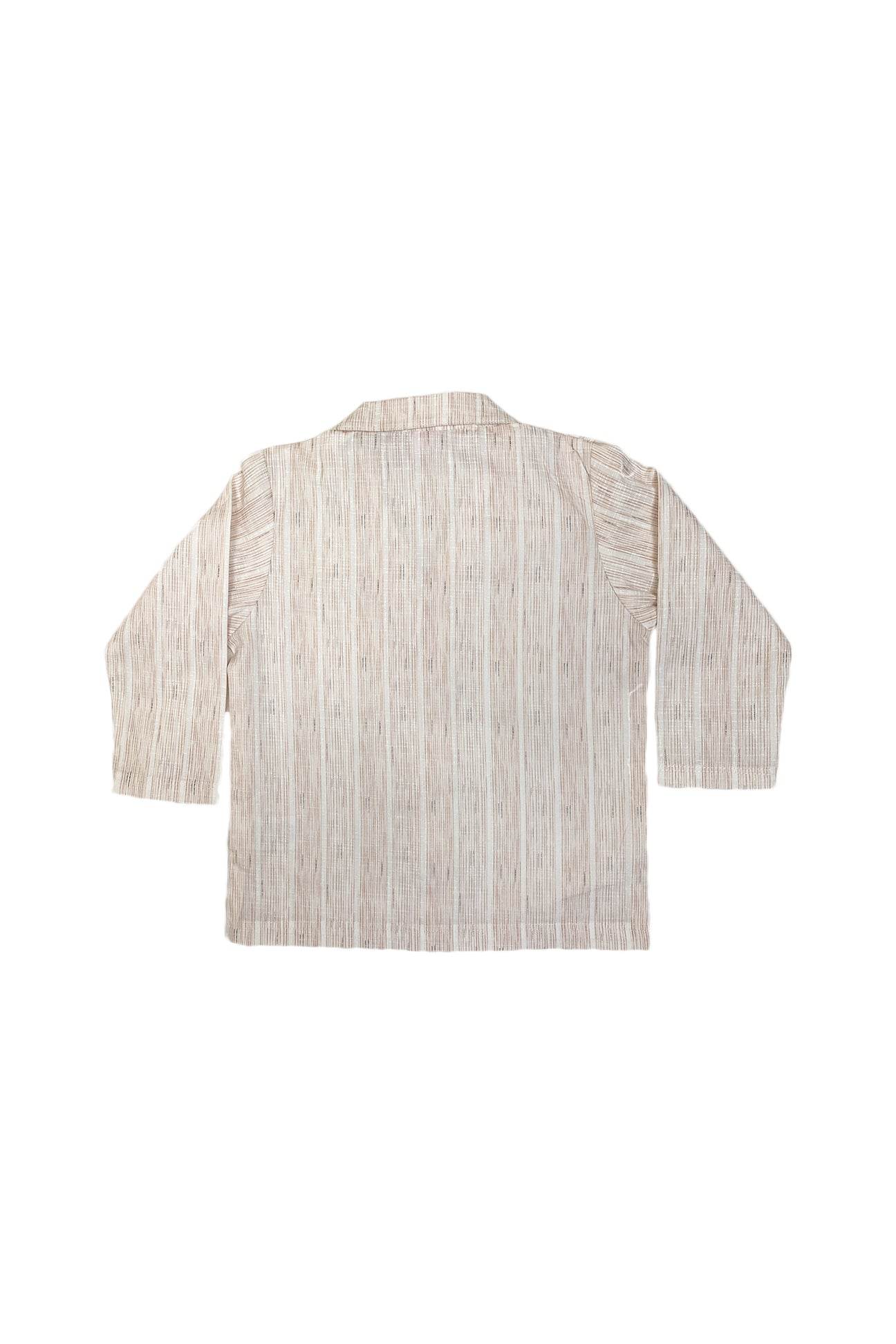 New Born 2 piece Night Suit - Light Brown stripe - Cute Kids